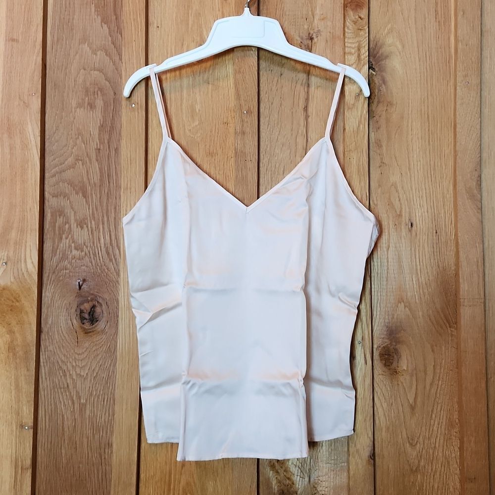 Ettitude Luxury 100% Bamboo Sateen Loungewear Camisole Tank, Large, Ivory Cream
